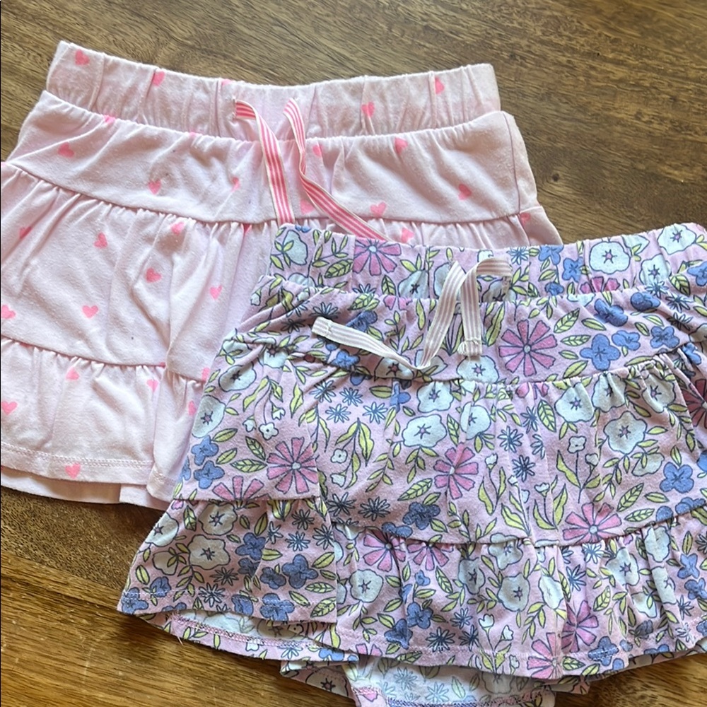 Cat & Jack Pink Hearts & Flower Skorts